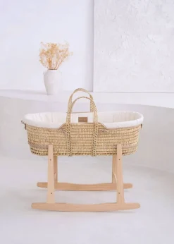 Clair de Lune Organic Palm Moses Basket with Rocking Stand