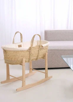 Clair de Lune Organic Palm Moses Basket with Rocking Stand