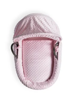 Clair de Lune Pink Dimple Wicker Moses Basket