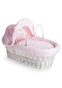 Clair de Lune Pink Dimple Wicker Moses Basket