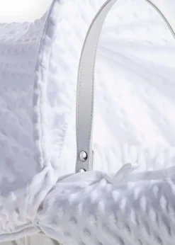 Clair de Lune White Dimple Wicker Moses Basket  with Deluxe Rocking Stand