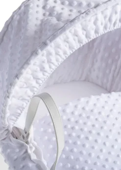 Clair de Lune White Dimple Wicker Moses Basket  with Deluxe Rocking Stand