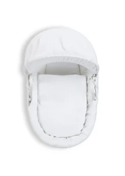 Clair de Lune White Waffle Wicker Moses Basket with Deluxe Rocking Stand