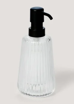 Clear Ribbed Glass Soap Dispenser
