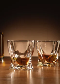 Connoisseur Creations Clear Twisted Glass with Ice Stones Set of 2