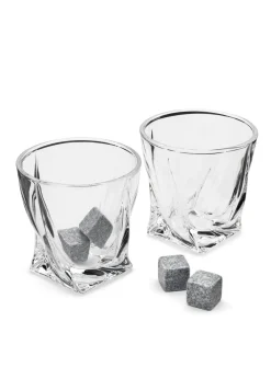 Connoisseur Creations Clear Twisted Glass with Ice Stones Set of 2
