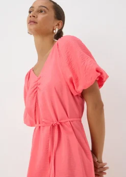 Coral Tie Belt Mini Dress