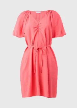 Coral Tie Belt Mini Dress