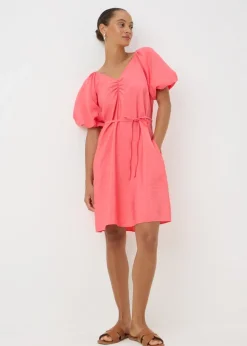 Coral Tie Belt Mini Dress