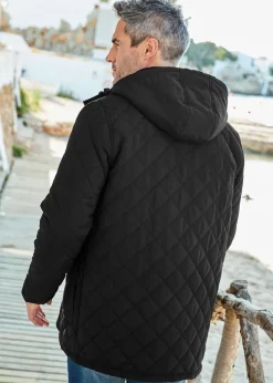 Cotton Traders Black Showerproof Quilted Mock Coat