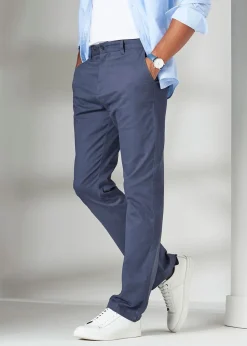 Cotton Traders Blue Flat Front Stretch Chino Trousers
