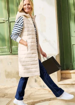 Cotton Traders Champagne Longline Quilted Gilet