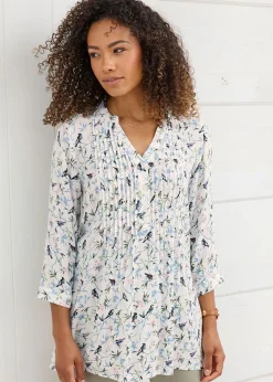 Cotton Traders Cream Printed Crinkle Tunic