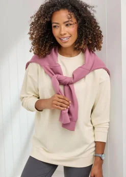 Cotton Traders Cream Soft Touch Longline Sweatshirt