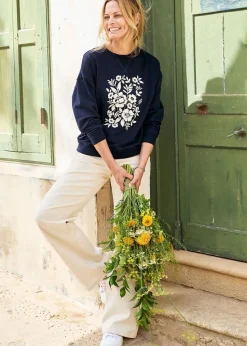Cotton Traders Dark Blue Printed Sweatshirt