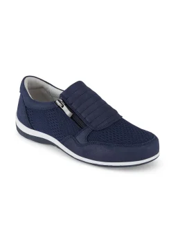 Cotton Traders Dark Blue Suede Side Zip Leisure Flex Trainers