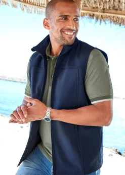 Cotton Traders Dark Blue Showerproof Fleece Lined Gilet Soft Shell