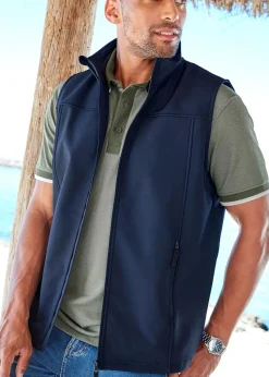Cotton Traders Dark Blue Showerproof Fleece Lined Gilet Soft Shell