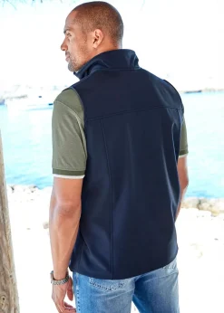 Cotton Traders Dark Blue Showerproof Fleece Lined Gilet Soft Shell