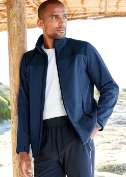 Cotton Traders Dark Blue Showerproof Fleece-Lined Jacket