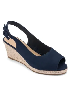 Cotton Traders Dark Blue Espadrille Wedge Sandals