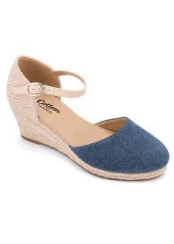 Cotton Traders Denim Espadrille Wedge Sandals
