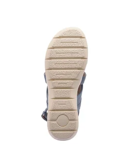 Cotton Traders Denim Leather Front Zip Sandals