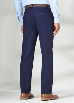 Cotton Traders French Navy Pleat Front Supreme Easy-Care Trousers