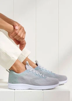 Cotton Traders Frost Grey Memorylite Lace Up Trainers