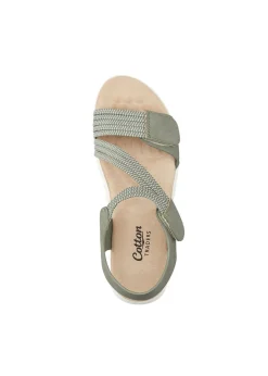 Cotton Traders Green Elasticated Adjustable Sandals