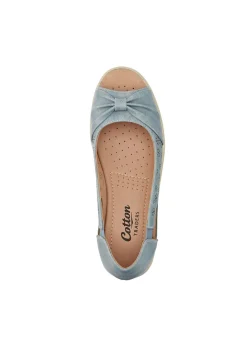 Cotton Traders Grey Blue Flexisole Bow Peep Toe Shoes