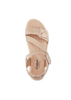 Cotton Traders Latte Elasticated Print Adjustable Sandals