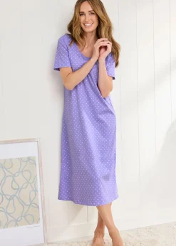 Cotton Traders Lavender 2 Pack Short Sleeve Nightdresses