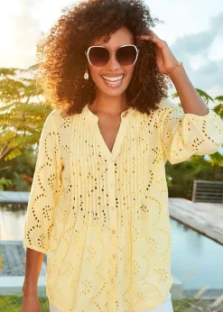 Cotton Traders Lemon Broiderie Blouse