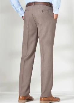 Cotton Traders Light Brown Pleat Front Supreme Easy-Care Trousers