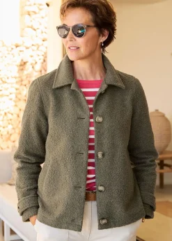 Cotton Traders Mid Khaki Short Wool-Look Jacket