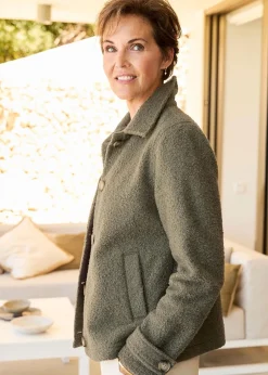 Cotton Traders Mid Khaki Short Wool-Look Jacket