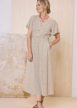 Cotton Traders Mink Printed Maxi Dress