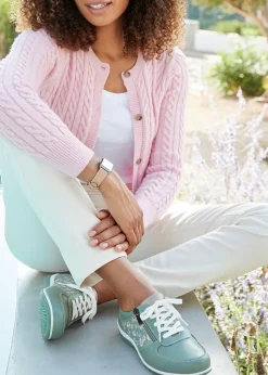 Cotton Traders Mint Floral Side Zip Trainers