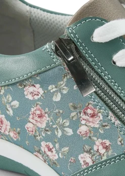 Cotton Traders Mint Floral Side Zip Trainers