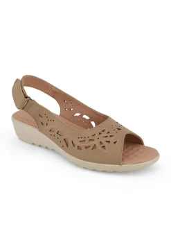 Cotton Traders Mushroom Flexisole Cutwork Peep Toe Sandals