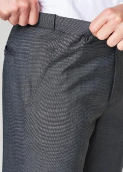 Cotton Traders Pale Blue Flat Front Stretch Smart Check Trousers