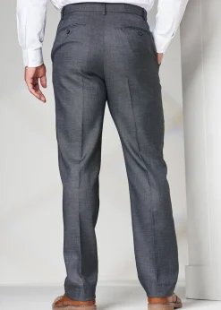 Cotton Traders Pale Blue Flat Front Stretch Smart Check Trousers