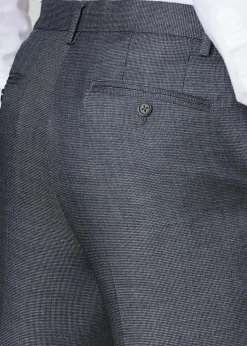 Cotton Traders Pale Blue Flat Front Stretch Smart Check Trousers