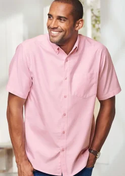 Cotton Traders Red Coral Short Sleeve Oxford Shirt