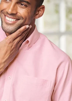 Cotton Traders Red Coral Short Sleeve Oxford Shirt