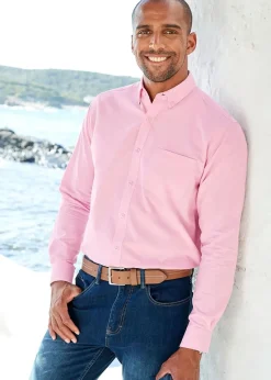 Cotton Traders Red Coral Long Sleeve Oxford Shirt