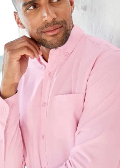 Cotton Traders Red Coral Long Sleeve Oxford Shirt