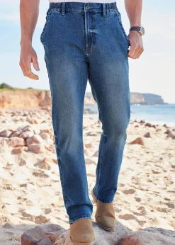 Cotton Traders Stonewash Side Elasticated Straight-Fit Jeans