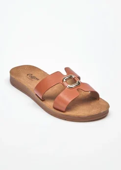 Cotton Traders Tan Slip On Ring Sandals
